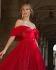 Женское вечернее платье до щиколотки, красное ТРАПЕЦИЕВИДНОЕ ПЛАТЬЕ С Рукавами и открытыми плечами, а-силуэт, платье для вечеринки, 2022