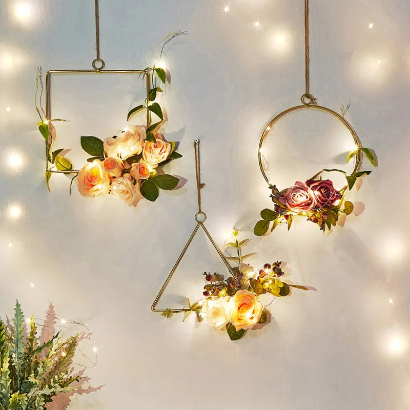 DIY ВЕНОК цветок кольцо стойка для дома дверь вечерние украшения золото металл