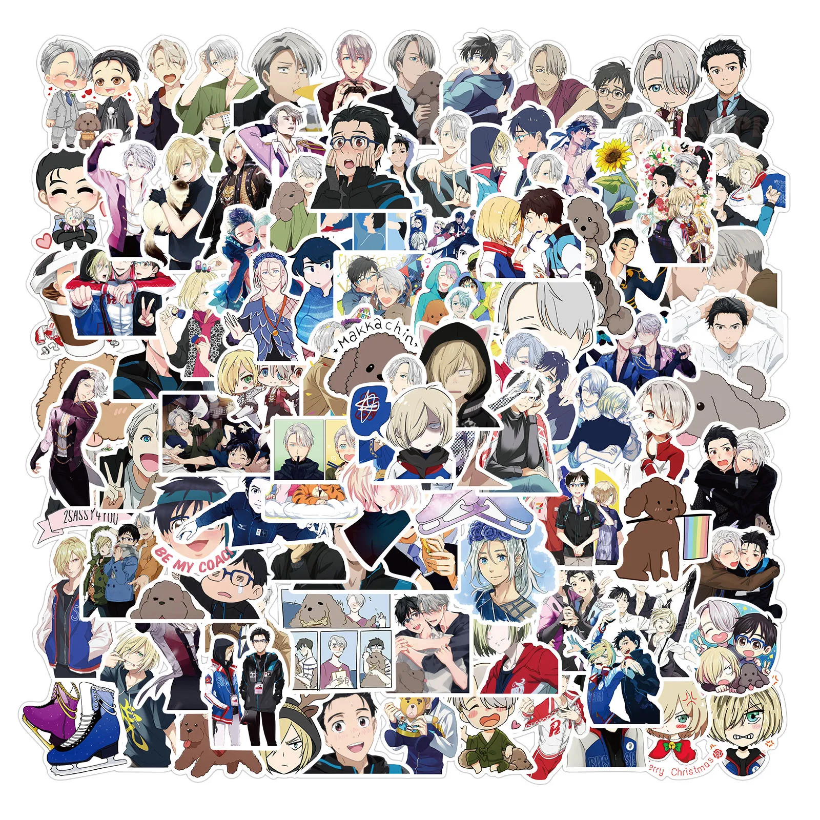 Anime de dibujos animados YURI, 10/30/50/100 Uds. On ICE-funda para ordenador port&aacute;til, para bicicleta, coche, monopat&iacute;n, equipaje, congelador-1
