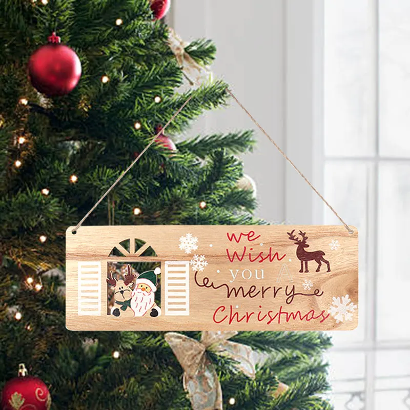 

Christmas Wooden Photo Frame Ornament Garden Outdoor Front Door Decoration Xmas Tree Pendant Navidad New Year Decor 2022