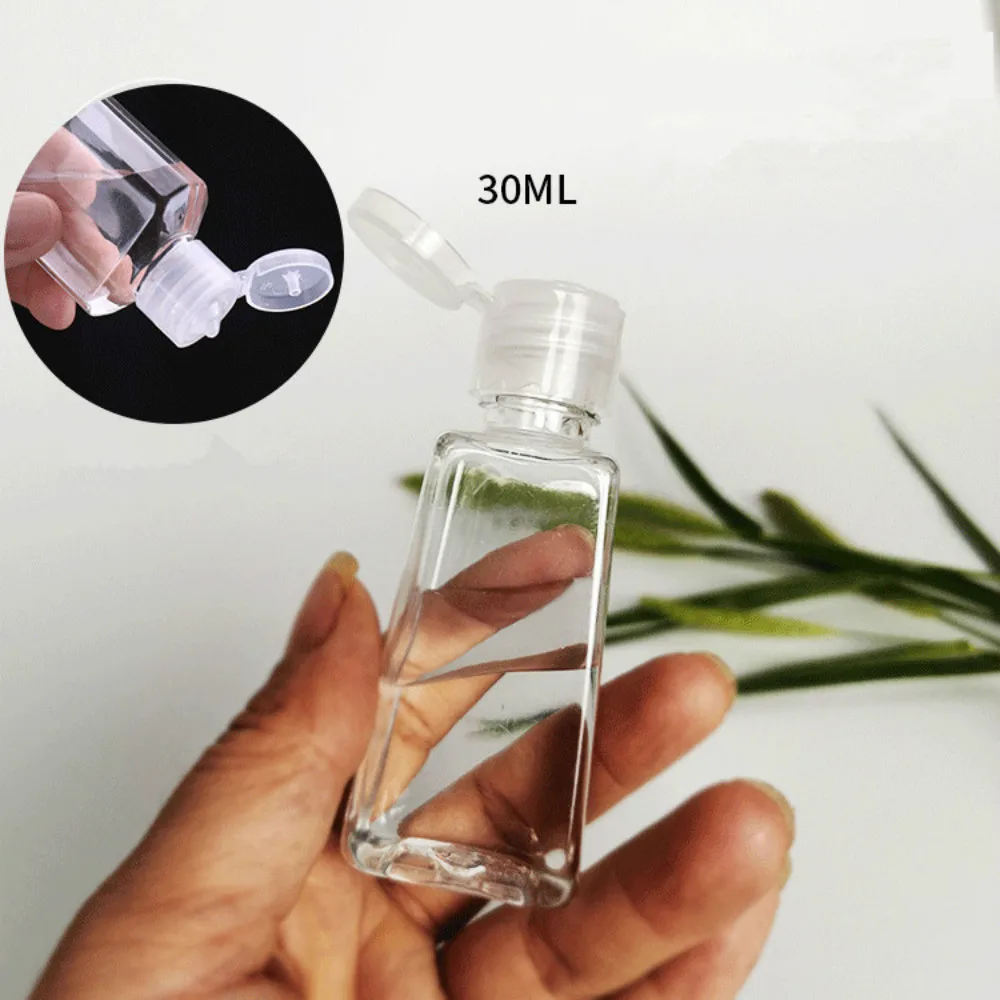 

10pcs 30ml Trapezoidal Empty Hand Sanitizer Bottles Refillable Plastic Container Transparent Gel Bottle