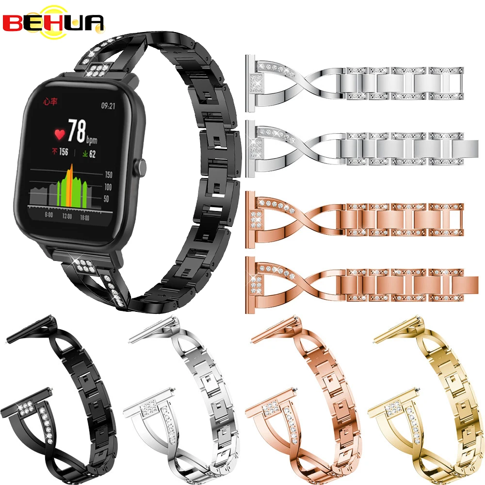 Ремешок для XIAOMI Huami Amazfit GTS сменный металлический браслет с кристаллами наручных