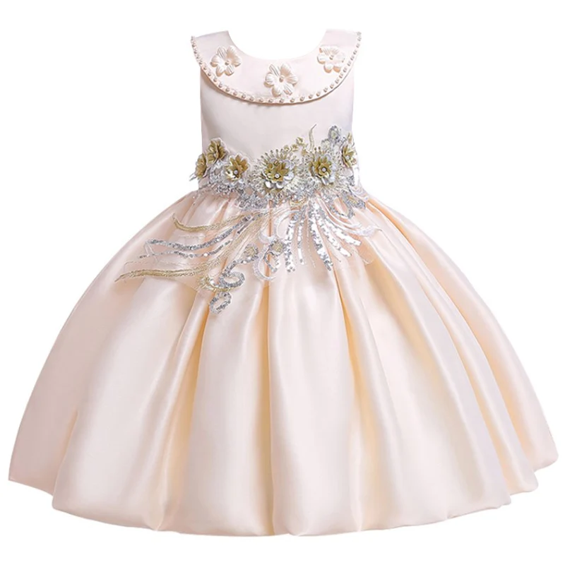 Платье с цветочным узором для девочек детская одежда Детские свадебные платья