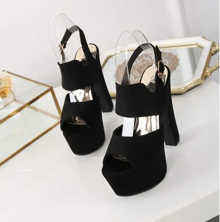15cm new fashion fish mouth women's shoes high waterproof platform platform high heel sandals super high heel fish mouth shoes t
