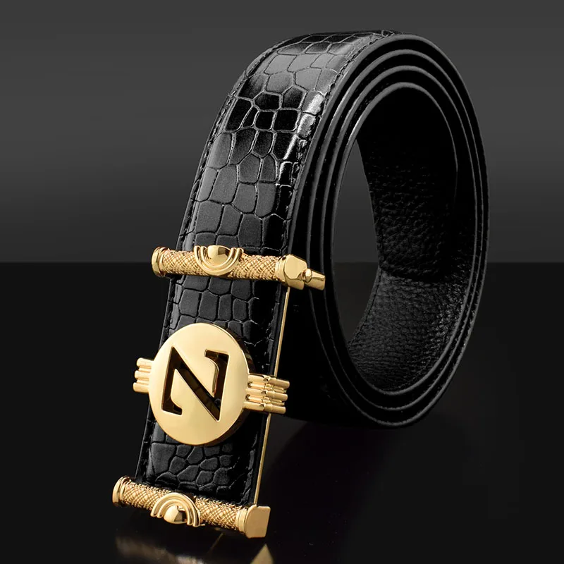 Z letter ladies belts luxury brand belt transparent black belt for man Smooth buckle High Quality mens genuine leather belt
