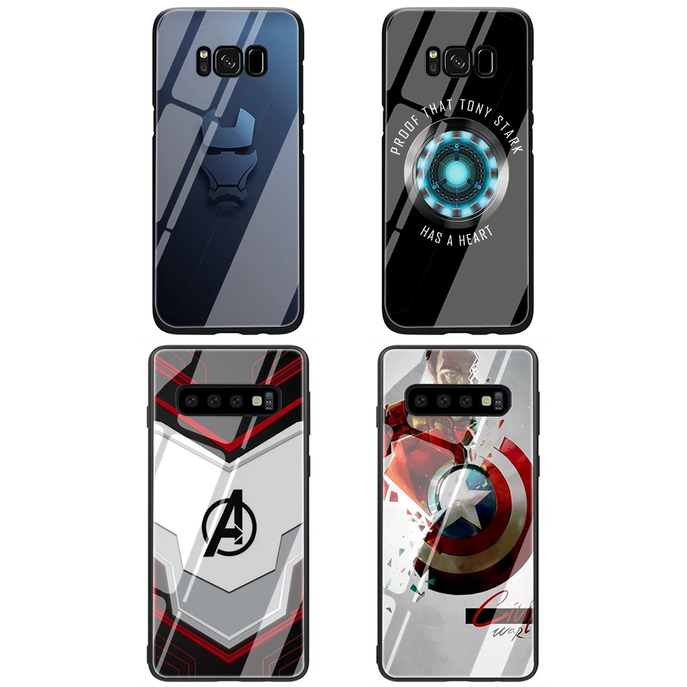Marvel superhero iron man Tempered Glass Phone Cover Case For Samsung Galaxy S7 edge S8 Note 8 9 10 Plus A10 20 30 40 50 60 70 | Мобильные
