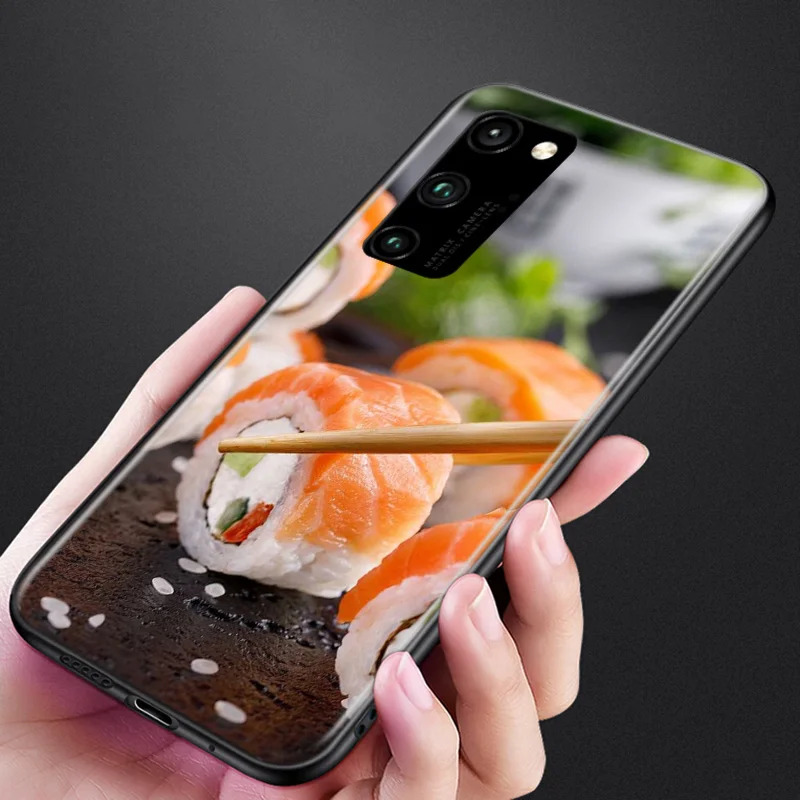 

Silicone Cover yummy food sushi Phone Case for Huawei Honor 30 20 Pro 10i 9A 9S 9X 8X 10 9 Lite 8 8A 7A 7C Pro