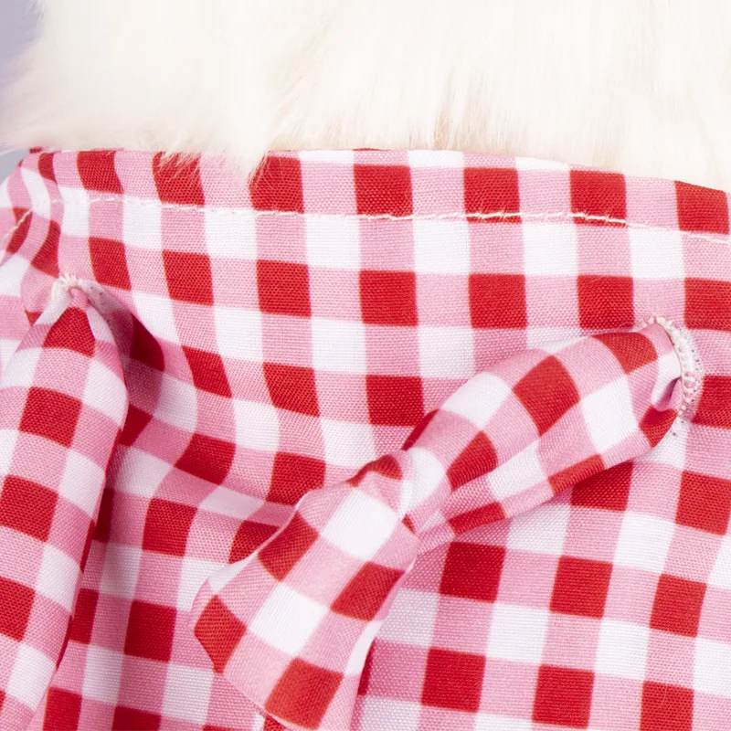 

2021 new Dog clothes pet for small dogs Clothing cats summer dress skirt Puppy pets fancy cute red and white plaid Polyester the