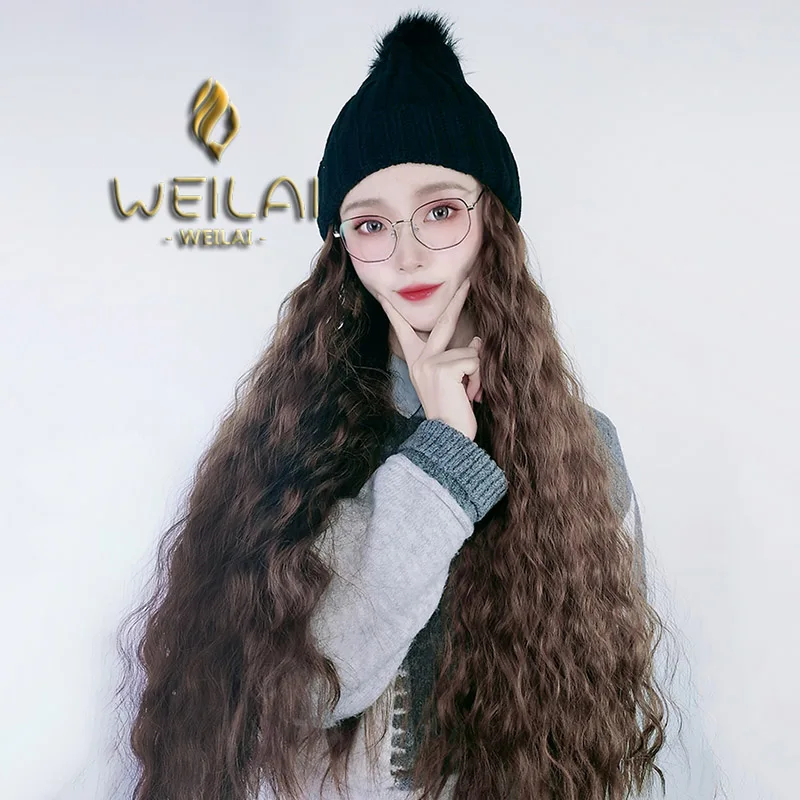 Корейская версия осенне зимней шерстяной шапки WEILAI в сеточку красного цвета с