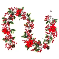 6 3ft red berry christmas garland artificial poinsettia garlandchristmas berry garland with pine cones
