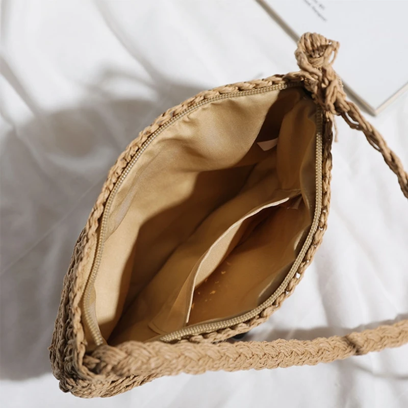 

Half Round Straw Bags for Women Summer Beach Rattan Bag Woven Half-Moon Crossbody Handbags