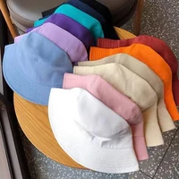 2021 simple solid color panama hat summer retro bob cotton fishermans hat for women hip hop sunscreen outdoor bucket hat unisex