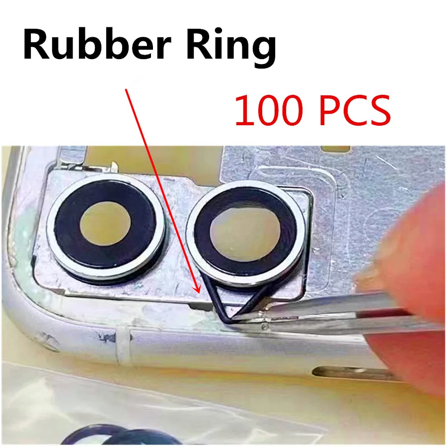 

100 PCS Rubber Ring Near Dedicated to Big Hole Back Glass Repair Replacement for iPhone 11 Pro Max 12 Mini Camera Anti Dust