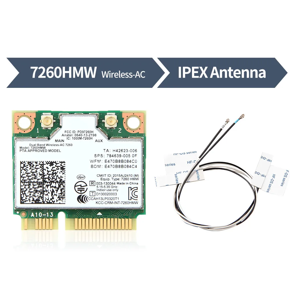Двухдиапазонный 802.11ac 7260HMW Intel7260 7260AC 2 4 ГГц/5G Wlan Wi Fi Bluetooth 0 Mini PCIe WiFi Беспроводная