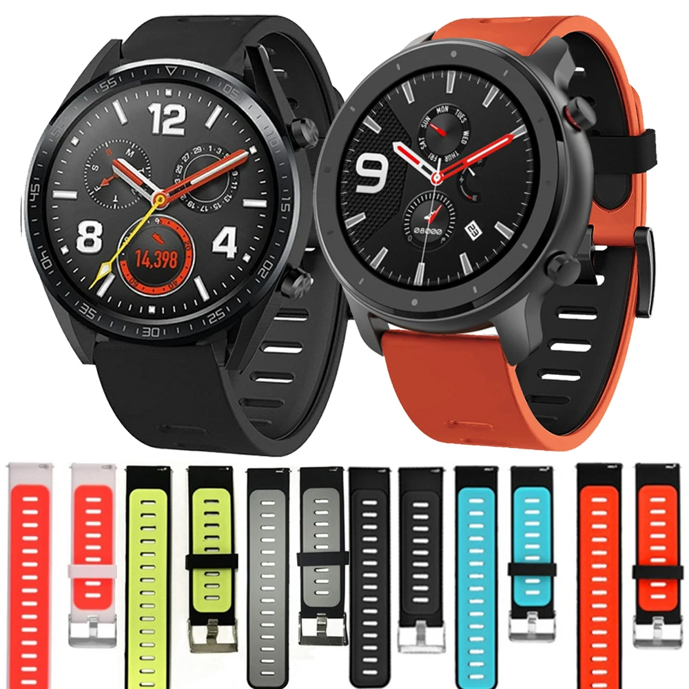 

Ремешок силиконовый для часов, браслет для Huawei Amazfit GTR 2 GT2 Pro GTR 47 мм, TicWatch Pro Huami Amazfit 2 2S, 22 мм