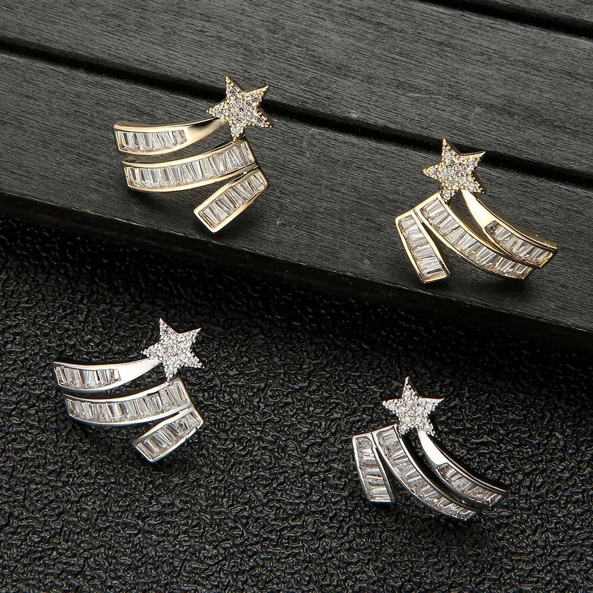 

Luxury Star Stud earring Full Mirco Paved Cubic Zirconia Women Engagenet Wedding Earring Fashion Jewelry E9698