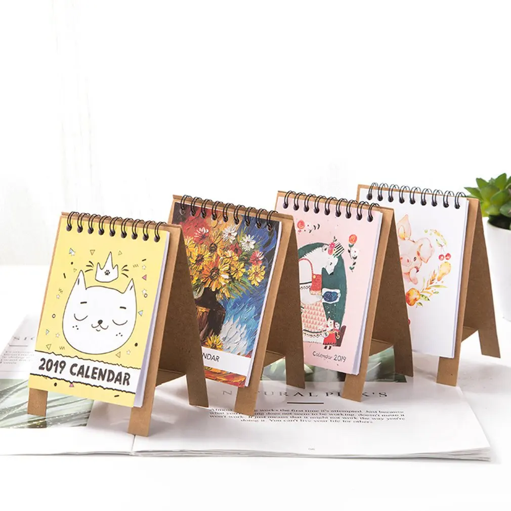 2019 Набор креативных милых настольных календарей напоминаний Kawaii канцелярских принадлежностей Лунный DIY планировщик.