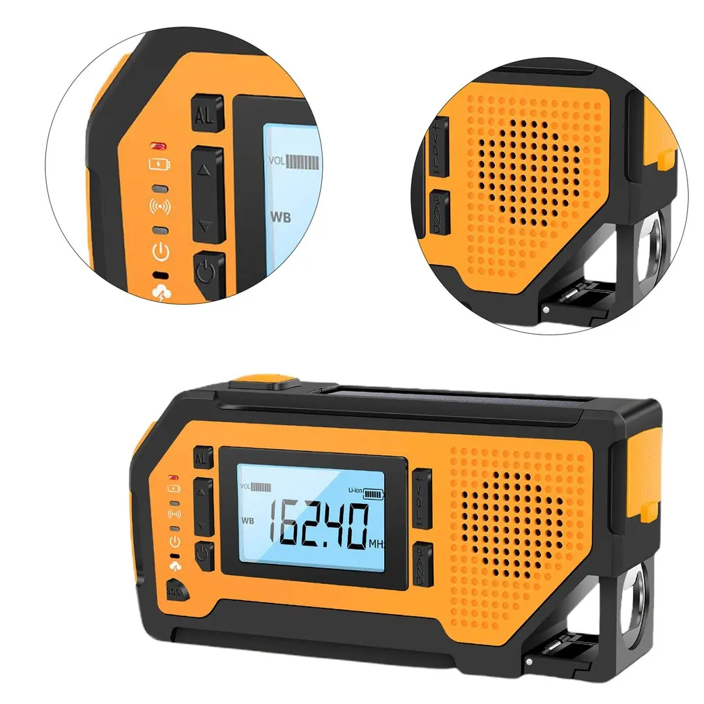 Harga Engkol Tangan Surya Darurat LED Lampu Malam Radio AM/FM/NOAA Radio Cuaca Layar LCD Besar Radio Bertahan Hidup Senter SOS Peringatan