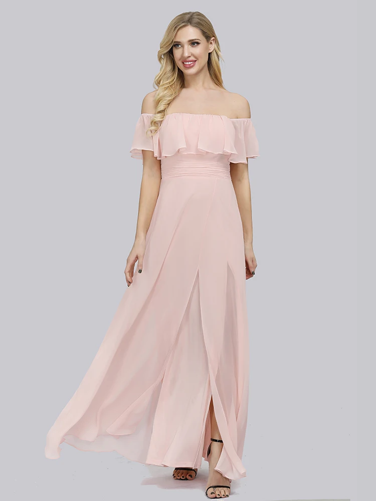Розовое платье подружки невесты с вырезом лодочкой размера плюс Vestidos De Soriee XUCTHHC