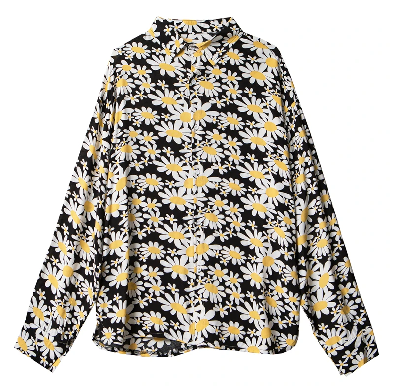 

Men Retro Fashion Flower Print Casual Long Sleeve Shirts Male Streetstyle Hip Hop Loose Shirt Beach Shirt