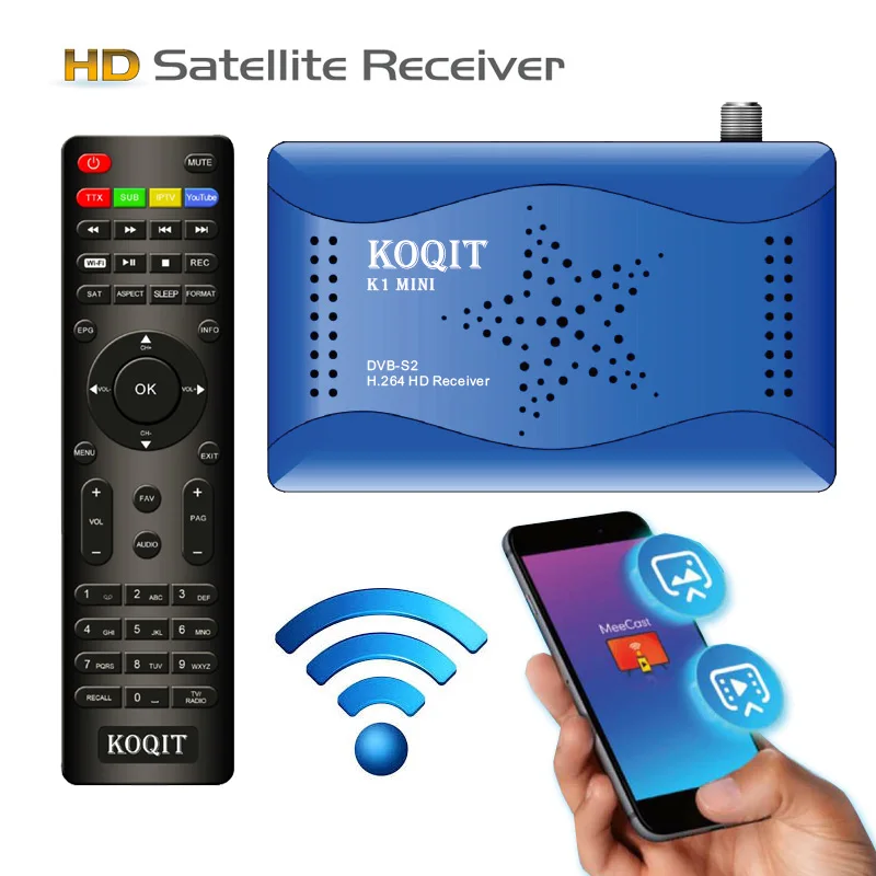 Зеркальный экран Meecast, приемник DVB S2, спутниковый приемник, HD декодер, бесплатный спутниковый ТВ-приемник, Wifi, удаленный Youtube - изображение