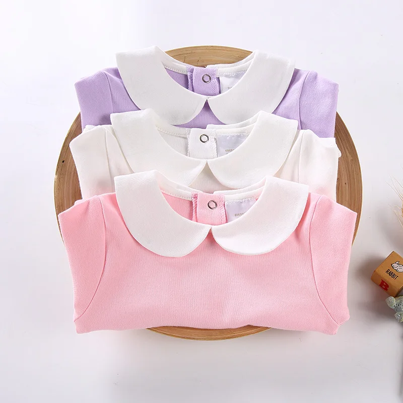 Боди для новорожденных девочек базовый комбинезон с воротником Питер Пэн и