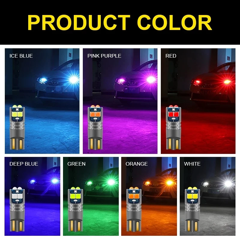 

1pcs New T10 LED Canbus W5W 3030 10SMD 10W 12V 194 168 Auto LED Car Interior Light plate Dome Reading Lamp Clearance Light