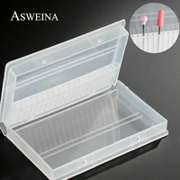asweina 1pc 20 holes plastic transparent nail drill bit acrylic box display stand container for 332 bit drill exhibition tool