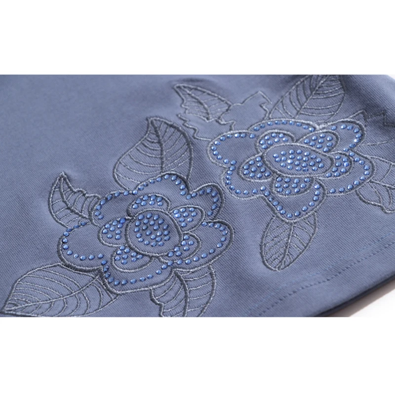 Блестящая женская футболка с цветочным принтом Женская хлопковая осенняя одежда