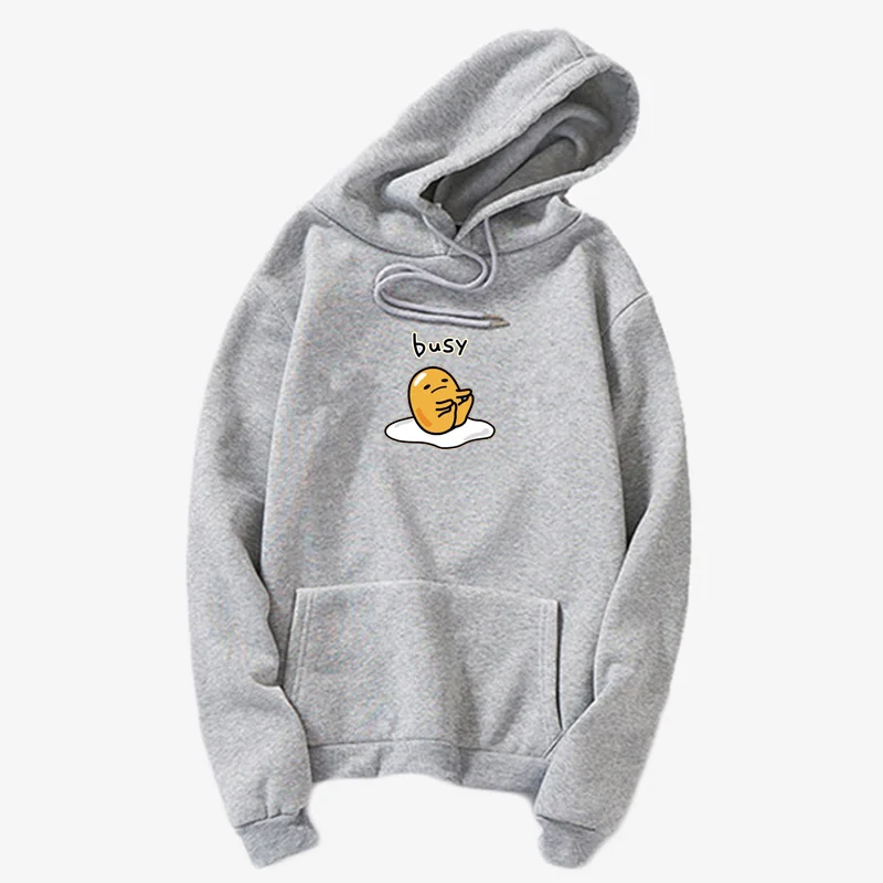 hoodies gray 6 Мультяшка Гудетама Толстовка Harajuku Осень-зима длинный рукав плюс бархат Корейская одежда новые толстовки женские Kawaii Camiseta Muje - Цвет: hoodies gray 6