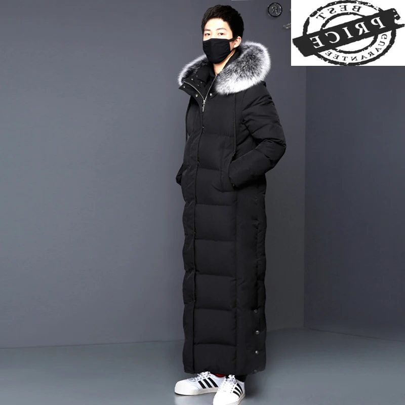 

Fox Fur Real Hooded Winter Down Jacket Men Clothes 2021 Streetwear White Goose Down Coat Male Parkas Men's Jackets Hiver