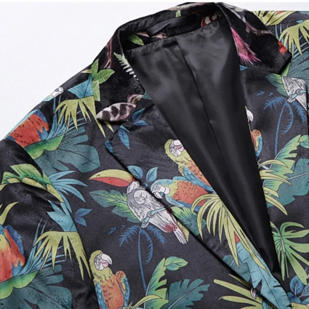 

Floral Brand New Print Casual Slim Fit Blazer Men Suit Jacket Men Party Prom Stage Wear Wedding Dress Blazers Plus Size 5xl