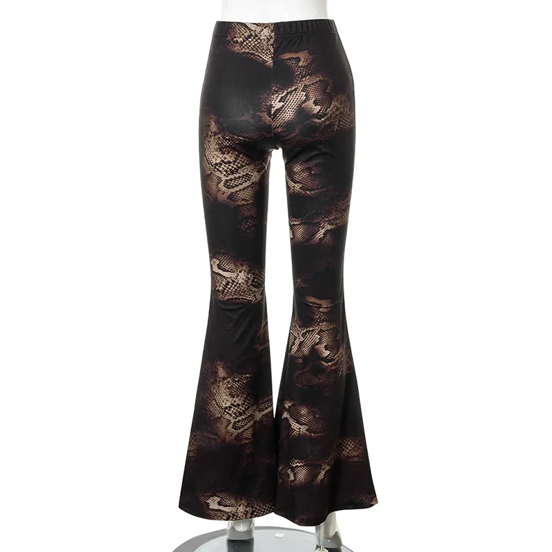 

Ladies Clothing Summer Fashion Nightclub Clothing Streetwear Sexy Snake Print High Waist Skinny Flared Pants