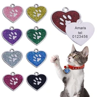 customized pet id tag heart shaped tag collar cat name pendant personalized engraved dog pendant nameplate tag collar accessory