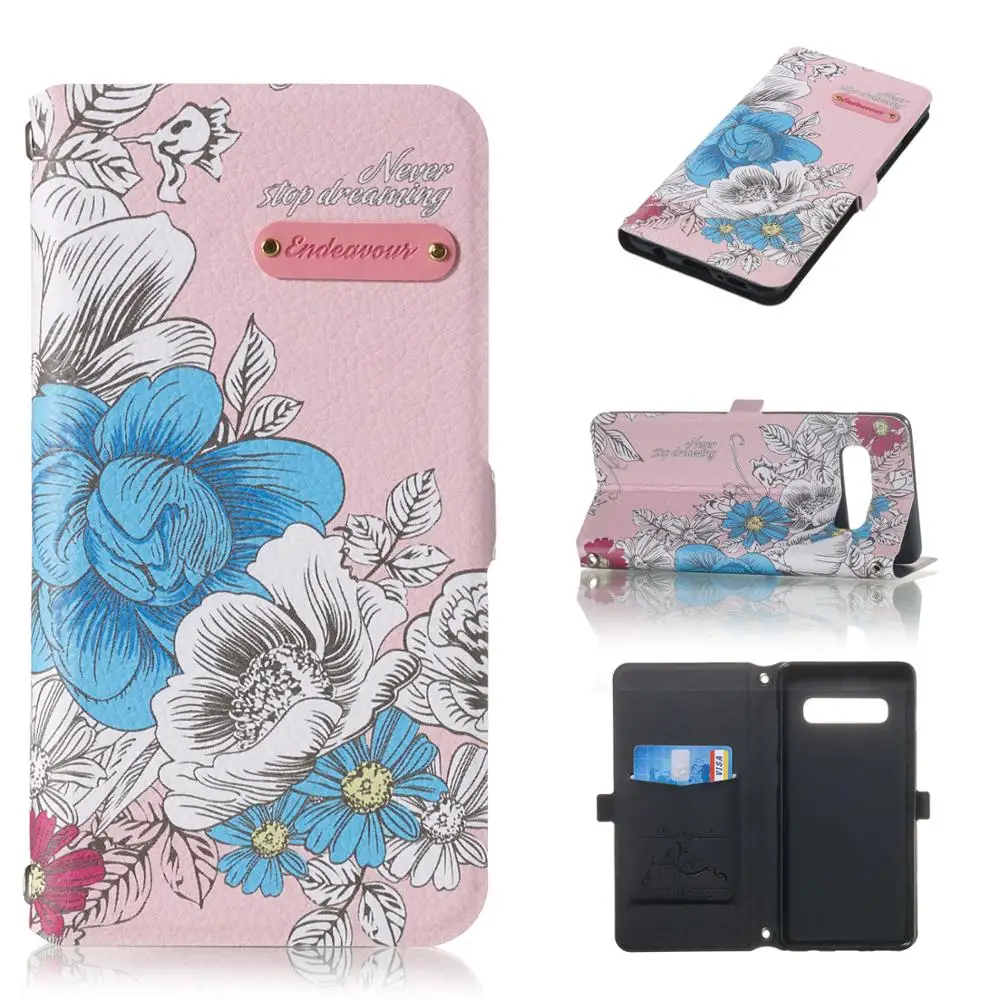 Модный кожаный флип чехол с рельефным цветочным принтом для samsung Galaxy S10 S8 S9 Plus S10e