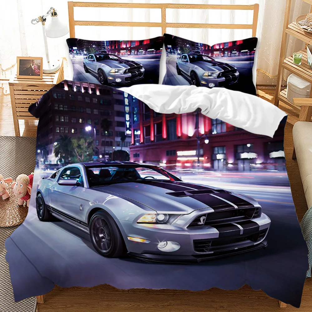 

Cool Locomotive Duvet Cover Set 3D Anime Printed Include 1 Duvet Cover 2 Pillowcases Microfiber Bedding Set (No Sheets)