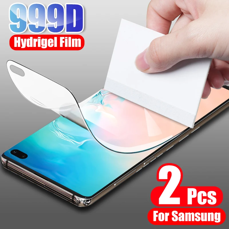 2 шт. 999D гидрогель пленка для Samsung Galaxy S21 S20 S10 S9 плюс 5G Защитная экрана Note 20 10 9 Plus