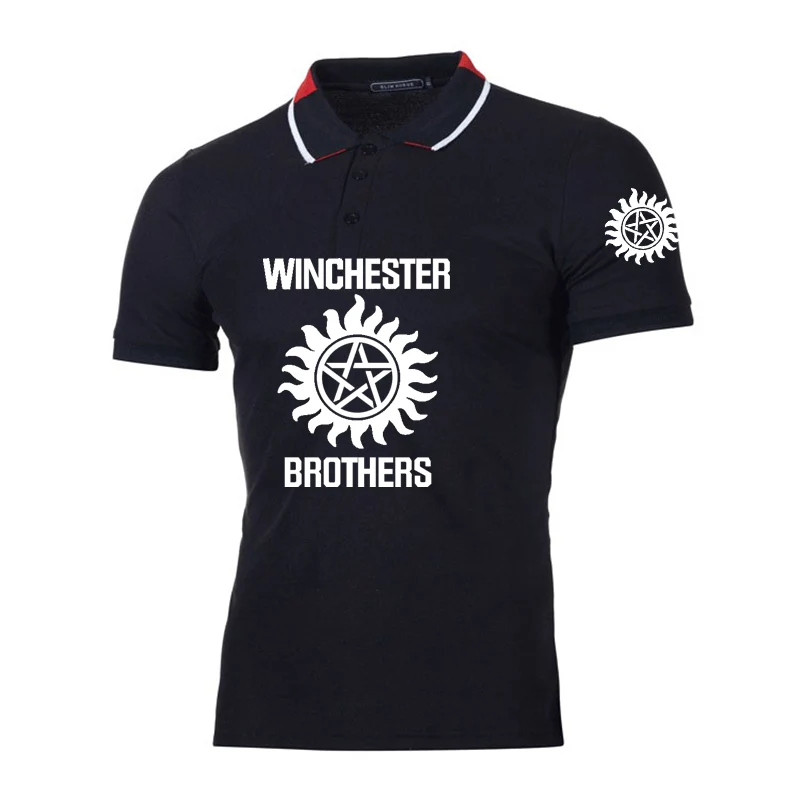 

Сверхнатуральная Мужская рубашка поло братья Винчестеры летняя Высококачественная хлопковая трендовая однотонная сращивающаяся Мужская ...
