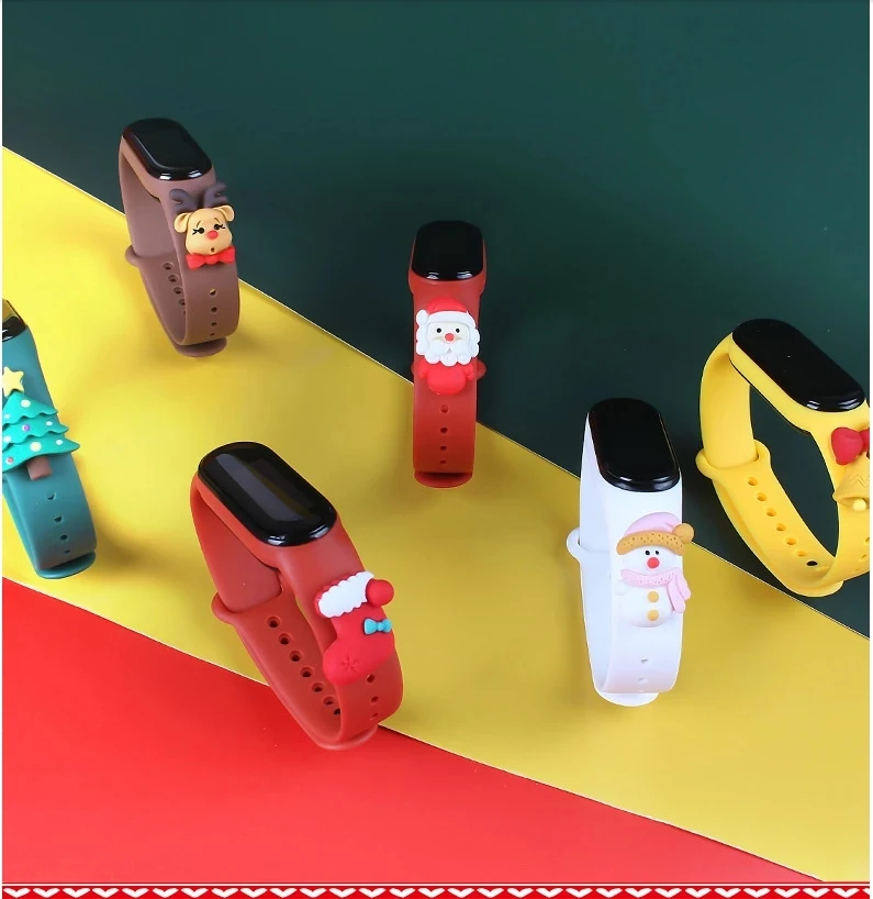 Christmas Cartoon Strap For Xiaomi Mi Band 6 5 4 3 Silicone bracelet replacement band For Mi band 3 4 Mi band 5 Sports Wristband