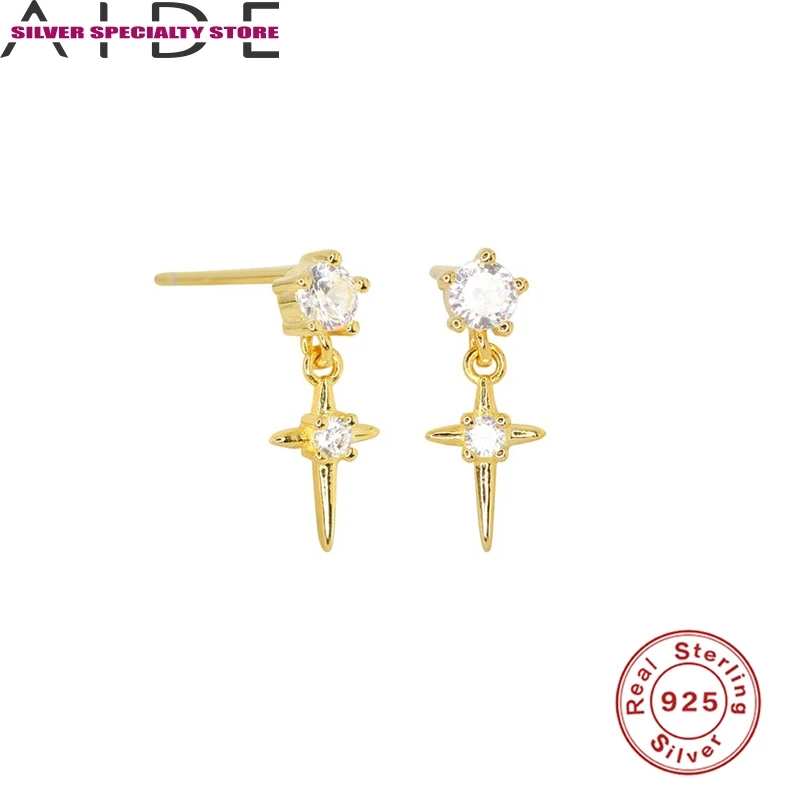 

AIDE 925 Sterling Silver Earrings Women Crystal Zircon Cross Stud Earring Fine Jewelry Piercing Earings Pendientes Brinco Aretes