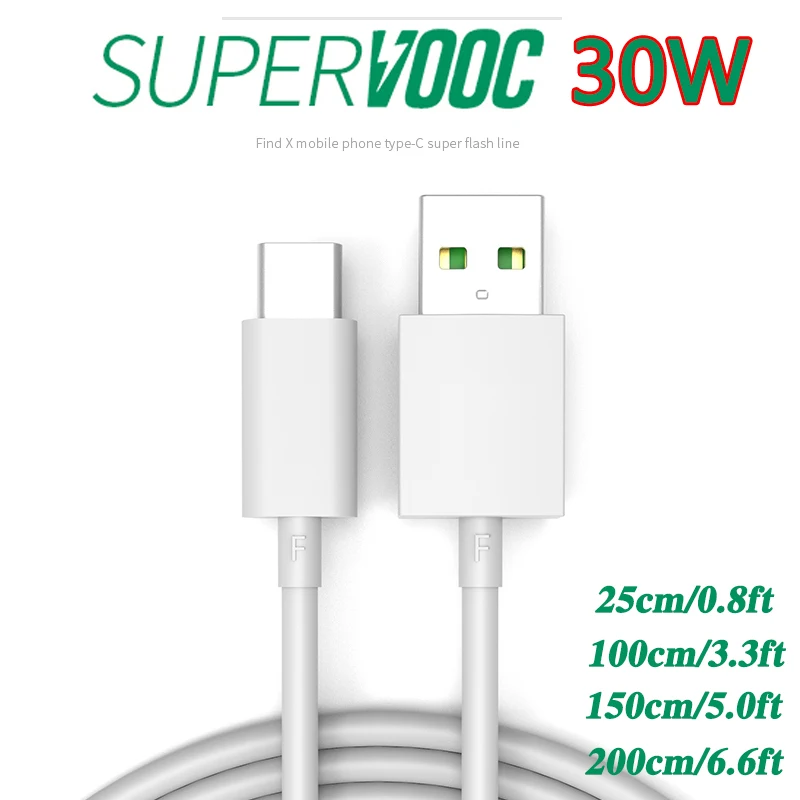 Cabo para Oppo Super Flash Vooc Carregador Encontrar x – Reno 10x Zoom 5g k3 z Reno2 f A91 F15 Telefone Móvel 5a