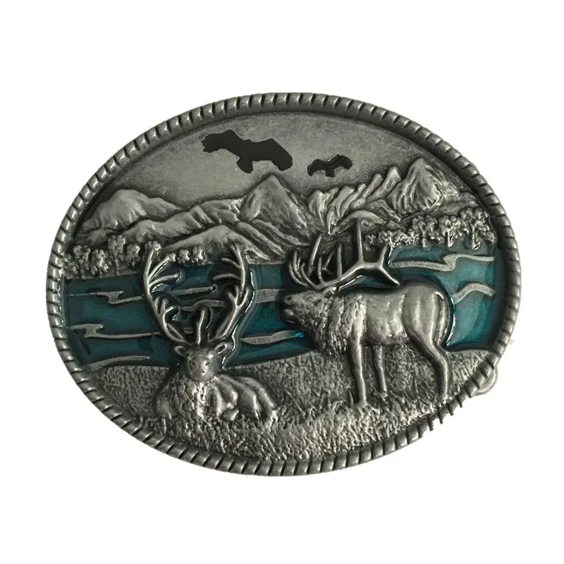 

Retail Fashion Men Belt Buckle With Silver Blue Metal Cowboy Belt Head Classic Mens Womens Jeans Accessories