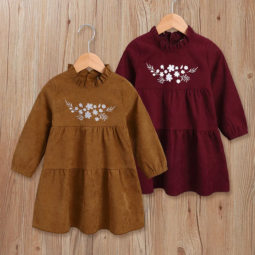 

Bear Leader Girls Dresses 2021Autumn Princess Casual Fashion Long Sleeve Floral Embroidery Clothes Kids Toddler Clothing Outfits