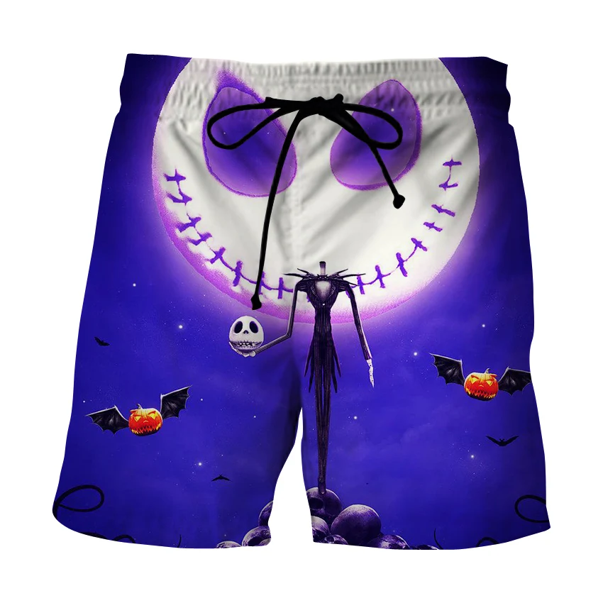 

Men Summer Shorts 3D Printing Anime Shorts Black and White Printed Beach Shorts Casual Loose Sports Shorts Drawstring Beachwear