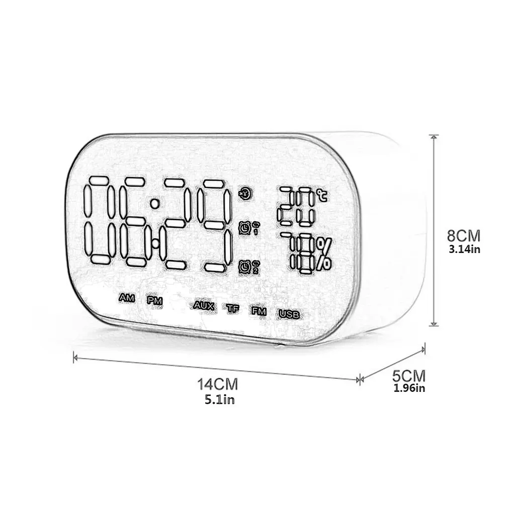 

S2 Portable Wireless Speaker Support Temperature LCD Display FM Radio Alarm Clock Wireless Stereo Subwoofer Music Player