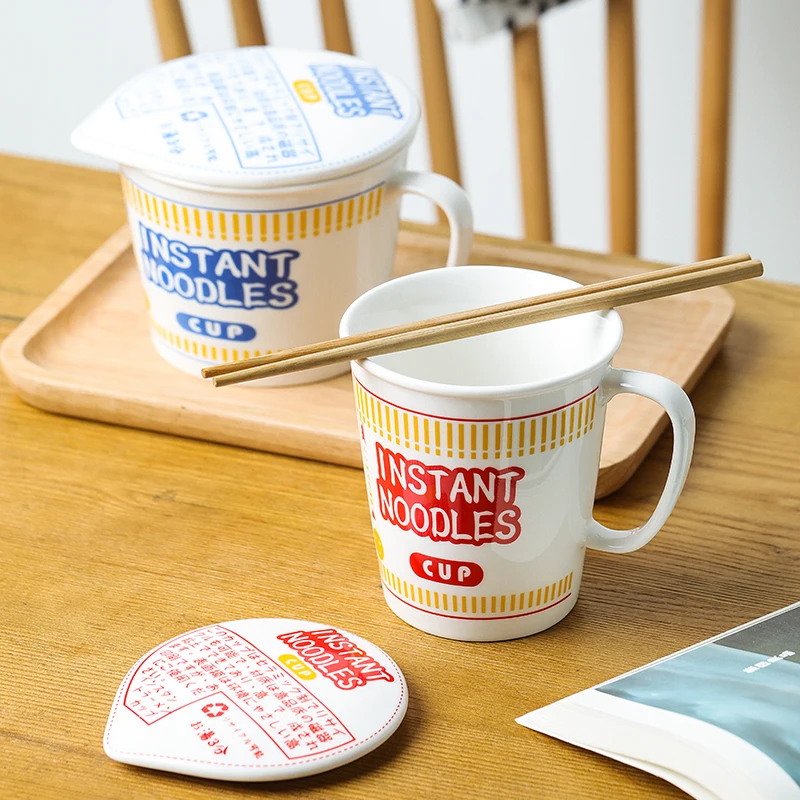 Творческий большой Керамика лапши чаша с крышкой ручкой Крупы Еда контейнер