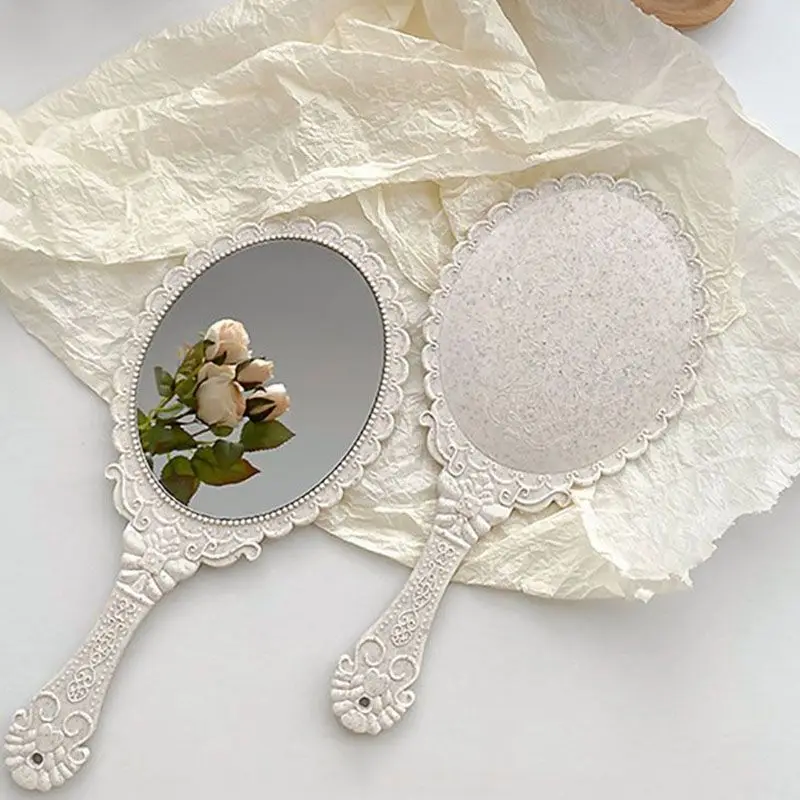 Зеркало для макияжа ручка Овальная Круглая винтажная на стену | Дом и сад