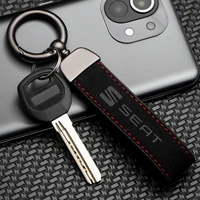 3d metal leather car styling emblem keychain key chain rings for seat ibiza 6j 6l ateca altea leon 2 alhambra exeo accessories