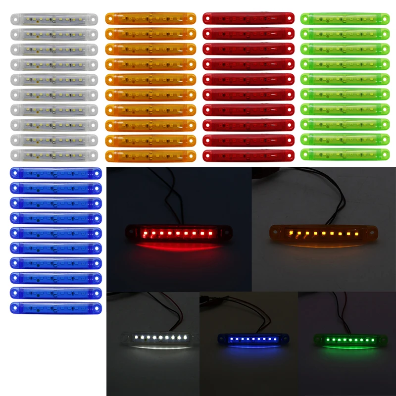 10 шт 12v/24V 9SMD светодиодные фары для грузовиков габаритный фонарь с изображением