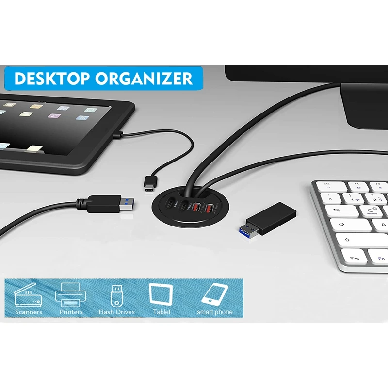 

USB3.0 HUB Dual TYPE A Dual TYPE C Four Ports BC1.2 Fast USB HUB Support Hot Plug Support Windows and Mac